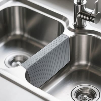 Siliconen gootsteenbeschermer en afdruipmat - 34,5 x 29,5 cm - Antislip - Beschermt tegen krassen en dempt schokken - Geschikt voor dubbele spoelbakken - Grijs