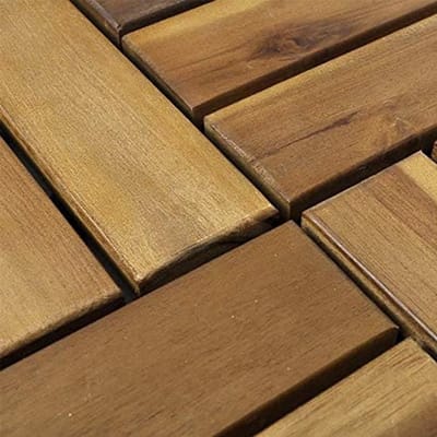 Houten Tegels - Terrastegels Balkon - Tuin Buiten - Eenvoudig Klik Systeem - 30x30cm Drainage - Acaciahout Bruin