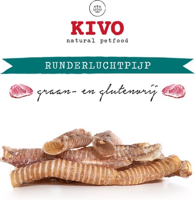 Kivo Petfood Hondensnack Runderluchtpijp per 1000 gram - Graanvrij en Glutenvrij
