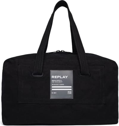 REPLAY Schoudertas Sporttas Cotton Canvas Duffle Bag Black Zwart
