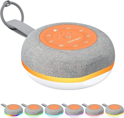 Witte Ruis Machine voor Baby's met Draadloze Speaker, 30 Rustgevende Geluiden en 7 Nachtlampjes