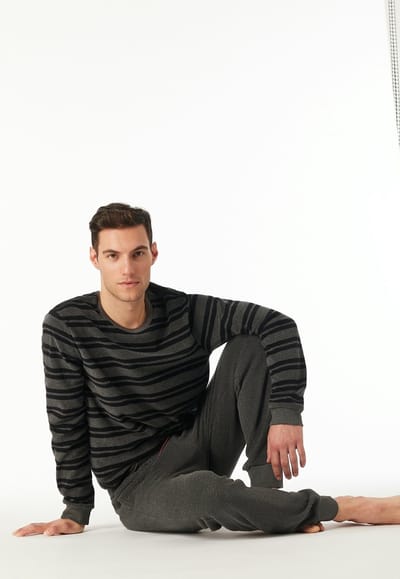Schiesser heren pyjama badstof - Casual Nightwear - Donkergrijs - 58
