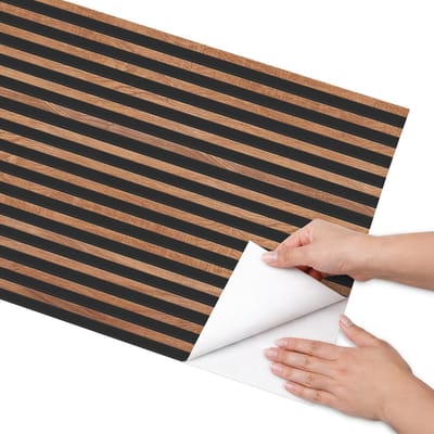 Coloray Meubel Wrap Folie - Bruin Meubelfolie - 50x100 cm - Decoratiefolie Zelfklevend Houten latten - Meubelfolie Zelfklevend - Modern Meubelfolie - Wrapfolie Keuken - Wanddecoratie - Texturen