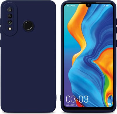 Cadorabo Hoesje geschikt voor Huawei P30 LITE in FLUID DONKER BLAUW - Beschermhoes gemaakt van flexibel TPU silicone Cover Fluid Case