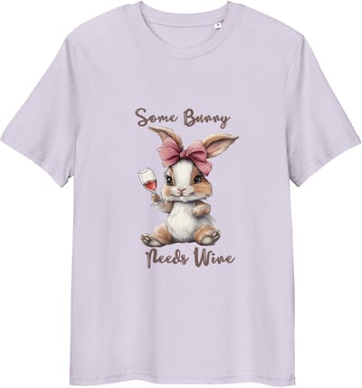 Komisch en Lief Funny Bunny T Shirt - Some Bunny Needs Wine Print - Dames Heren - Lila - S
