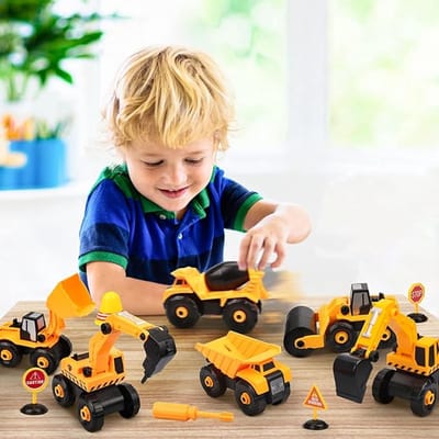 Take-Apart Bouwvoertuigen Speelgoed met Elektrische Boor Opbergdoos, Truck Digger Speelgoed Building Educatief STEM Gift voor Jongens Meisjes