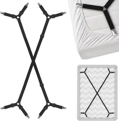 Lakenspanners - Bedbretels - Dekbedclips - Dekbed Klemmen - Overtrekspanners - Lakenbretels - Lakenklemmen - Stevige klemmen - Verstelbaar - 2 stuks - Zwart