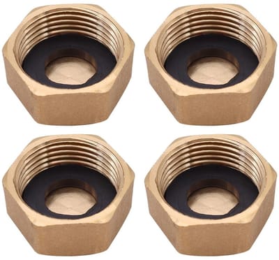 Dailygoods- Afsluitmoerdop 3/4 inch - Messing - 4 Stuks - Eenvoudig te installeren - Vervangend accessoire - Geschikt voor radiatorkraan - Radiatordop