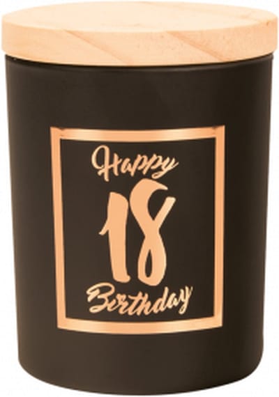 Geurkaars - Black/Rose - Happy Birthday - 18 jaar - In cadeauverpakking
