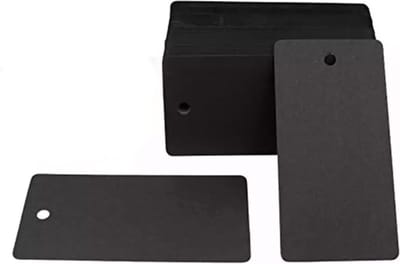 Labels Zwart - 5 x 3 cm. - 100 stuks - stevig karton - met voorgestanst gaatje - prijslabels - cadeaulabels - winkels