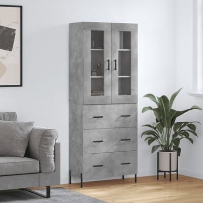vidaXL - Hoge - kast - 69,5x34x180 - cm - bewerkt - hout - betongrijs