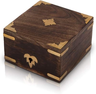 Handgemaakt Houten Sieradendoosje met Slot - Decoratieve Organizer voor Juwelen en Aandenkens