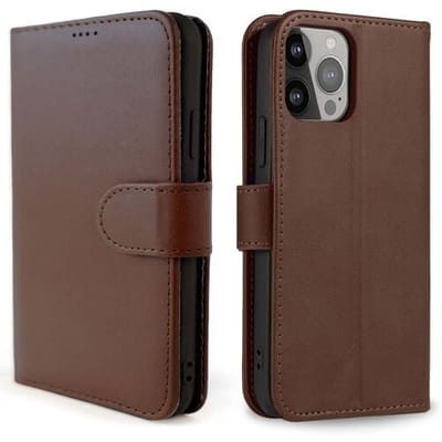 Coverzs telefoonhoesje geschikt voor Apple iPhone 13 Pro Bookcase hoesje - Walletcase flipcase shockproof hoesje pasjeshouder - bruin