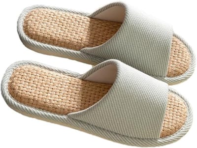 Stoffen pantoffels - S - 36-37 (geschikt voor maat 35-36) - Binnenzoollengte 23 cm - Linnen pantoffels - Binnenpantoffels - Zomer stille pantoffels - Linnen pantoffels - Dames - en herenpantoffels - Slippers met airconditioning