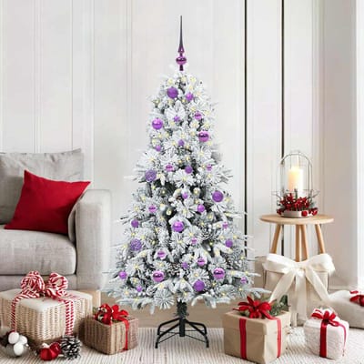 vidaXL - Kunstmatige - Hinged - Kerstboom - met - 150 - LED - Wit - 150 - cm - PE - en - PVC