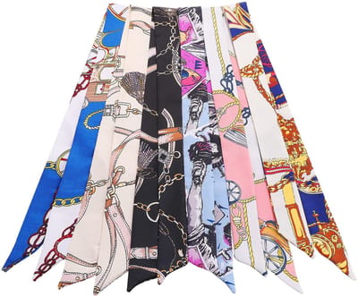 Allecto - Satijn Mode Handtas Handvat Wrap Lint - Gemengde Ontwerpen Sjaal - Veelkleurig - Smal 88x4cm - Voor Dames - Accessoire
