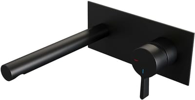 Brauer Black Edition Inbouw Wastafelmengkraan met Rechte Uitloop en Afdekplaat Model E1 Mat Zwart