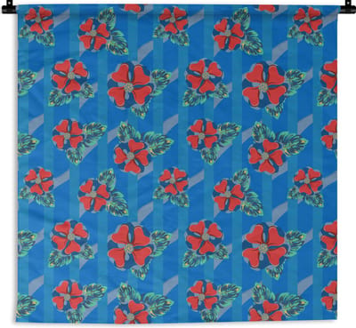 Wandkleed - Wanddoek - Hibiscus - Hawaii - Rood - Patroon - Bloem - 180x180 cm - Wandtapijt