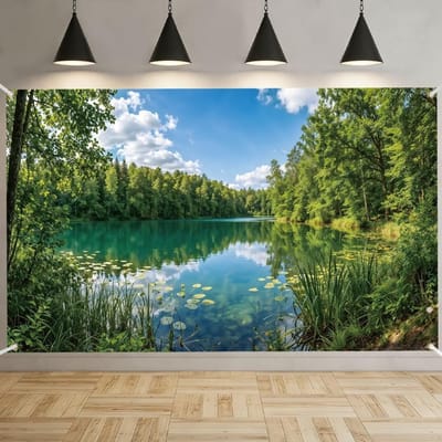Achtergronddecoratie met zee en bos, 180 x 110 cm, polyester, ideaal voor verjaardagen, bruiloften en fotoshoots