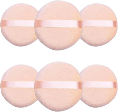 Set van 6 herbruikbare poederpads van zacht velours met band, ronde make-up sponsjes voor foundation en dekking, wasbare applicators voor een perfecte teint.