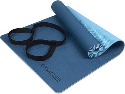 Yogamat oefenmat - antislip, duurzaam - 1 stuk - blauw - TPE - 183 x 66 x 0,6 cm
