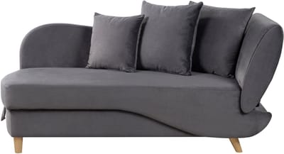 BELIANI MERI II - Chaise longue opberg - Donkergrijs - Rechterzijde - Fluweel