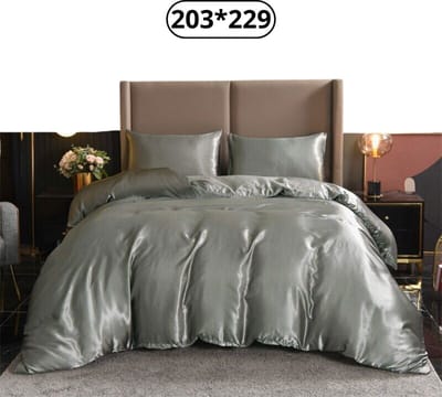 Livano Satijnen Dekbedovertrek - Fleece Dekbedovertrek - Pluche - Dekbed - Deken - Inclusief Kussens - Grijs 203x229cm