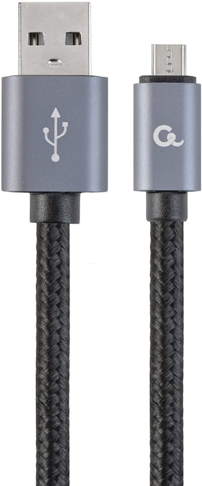 Micro-USB kabel katoen, 1.8 meter zwart, Blister