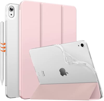 Dailygoods- Hoes iPad Air 6e generatie 11 inch - Doorshijnend TPU - Magneetsluiting - Ondersteunt Pencil Pro/2 - Lichtroze - Hoogwaardige afwerking - Tabletcase