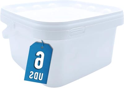 • 10 Witte Polypropyleen Emmers 25 L - 20x20x11 cm. met Eeksel. Luchtdichte Voedselcontainers. Handvat en Stapelbaar. BPA-Vrij Ontwerp.