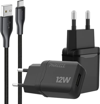 Phreeze usb adapter - 5v 3a usb oplaadstekker - Usb C naar usb kabel 1 meter - Oplader voor telefoon tablet - Met usb C kabel
