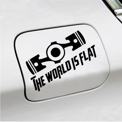 Bumpersticker - The World Is Flat - 14 X 19 - Zwart