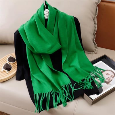 Winer Warme Kasjmier Sjaal Voor Vrouwen Mode Effen Dikke Deken Pashmina Sjaal Wrap Vrouwelijke Bufanda Echarpe Foulard 33x180cm black