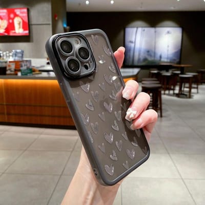 Voor iPhone 15 14 13 Pro Max Hoes Graffiti Liefde Patroon Schokbestendig Siliconen Transparant Zacht Telefoonhoesje Voor iPhone 14 15 Pro For iPhone 15 gray