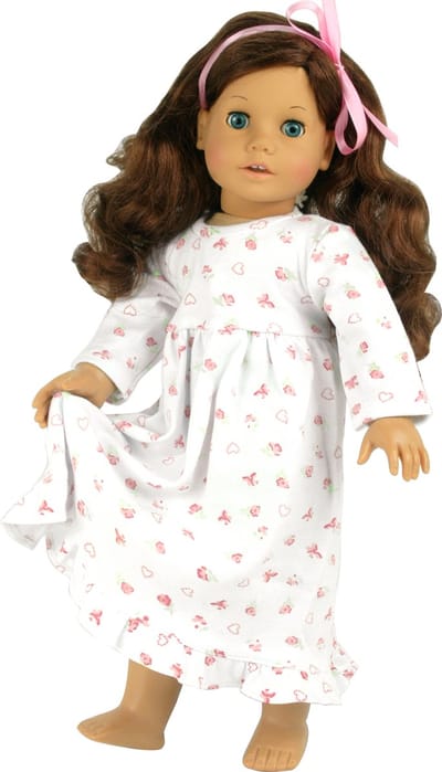 Sophia's Nachtjapon voor Modepop - Poppen Accessoires - Wit/Bloemen