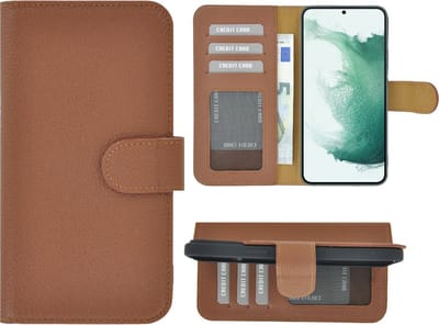 Hoesje Echt Leer Geschikt voor Samsung Galaxy A36 - Bookcase Hoesje - Samsung A36 Wallet Book Case Echt Leer Geribbeld Bruin Cover