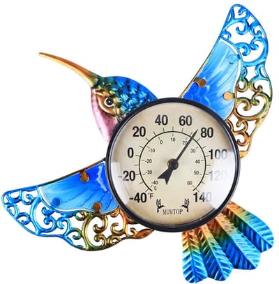 Vogel Thermometer - Weerthermometer Tuin - Temperatuur Meten - Waterdicht Wandmodel - 33cm Lengte - Zwart
