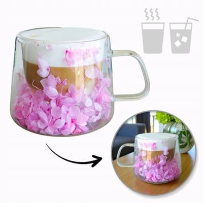 Ecarla Thermische Glas met Hortensia - Dubbele Wand - 180ml