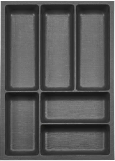 ORGA-BOX 3 Besteklade diepte: 473 x breedte: 341 mm antraciet met zeildoekstructuur voor 45 mm laden, bijv. in Nobilia-keukens vanaf 08.2012.