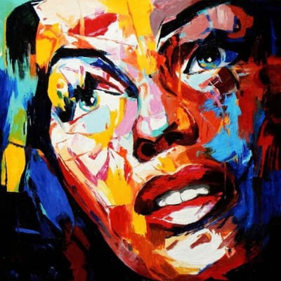 Allernieuwste Canvas Schilderij Graffiti Vrouw - Kunst- Modern - Poster - Reproductie - 60 x 60 cm - Kleur