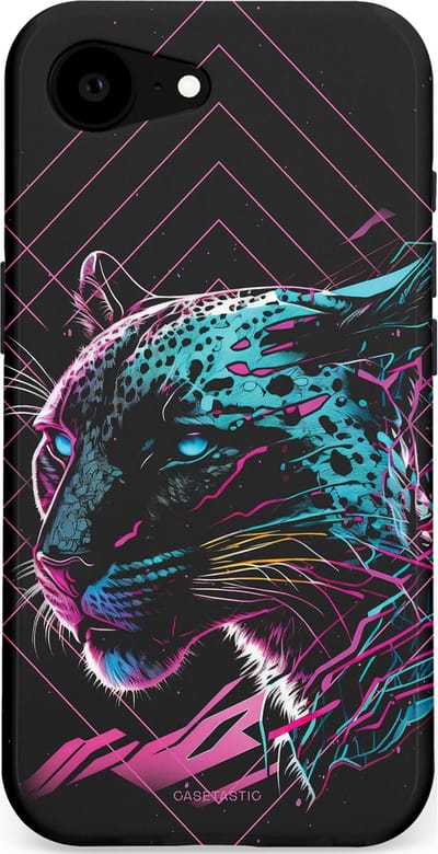 Casetastic hoesje geschikt voor Apple iPhone 16e / Apple iPhone 17e - MagSafe - Dubbellaagse bescherming - Neon Jager - Fashion Case - Zwart Petrol
