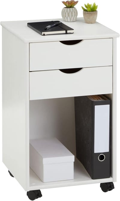 Rolcontainer Kantoor - Mobiele Ladekast - Documenten Opbergen - Op Wielen - 39x39x65 cm - Wit
