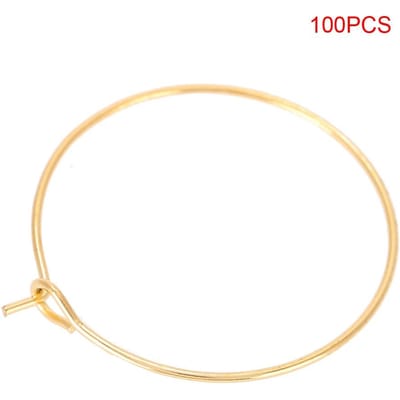100 Stuks Stalen Cirkel Oorbel Lussen Wijnglas Hoepel Ring Sieraden Bevindingen (Goud, 35 * 30mm) beige