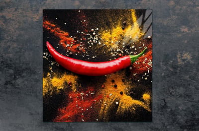 TMK ArtDeko - Glazen Beschermplaat - 50x52 cm - Vermenging Chilli