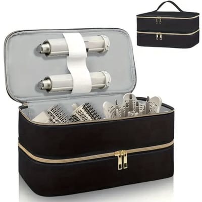 Ultiluxe® Opbergtas geschikt voor Dyson - Reistas voor fohn, airwrap styler, krultang, opbergstukken, krulborstel, stijlborstel, haardroger, fohn - Opbergen haar accessoires - Travel bag haarstyler - Toilettas voor haarproducten - Zwart