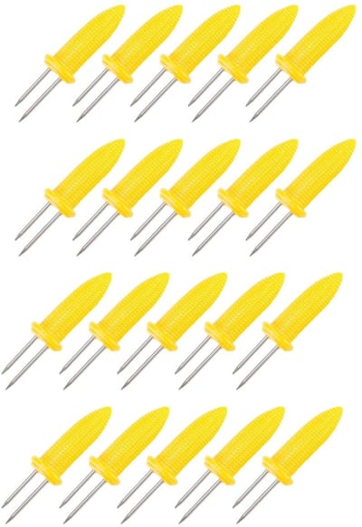 EXCITAT Corn Pins - Grillspiesen - Roestvrij staal - Draagbaar - Ideaal voor thuis koken, BBQ-feestjes - 20 stuks