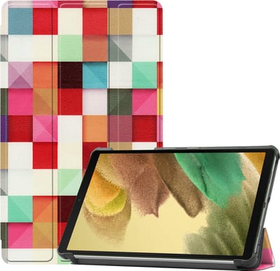 Hoes - Geschikt voor Samsung Galaxy Tab A7 Lite - Dun & Stevig - Trifold Bookcase - Hard Cover - Hardcover Book Case - Tablet Hoesje - Blokken