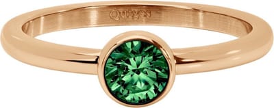 Quiges Stapelring Dames - Vulring - RVS Roségoudkleurig met Zirkonia Groen - Maat 20 - Hoogte 2mm