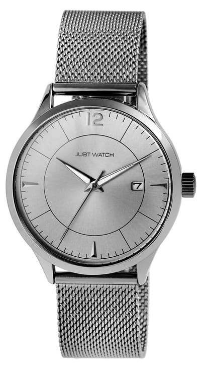 JUST WATCH Herenhorloge roestvrij staal Phille, datumaanduiding