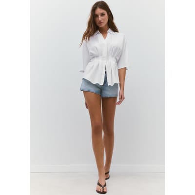 Stradivarius Getailleerde blouse met plooien en kimonomouwen  Wit XS